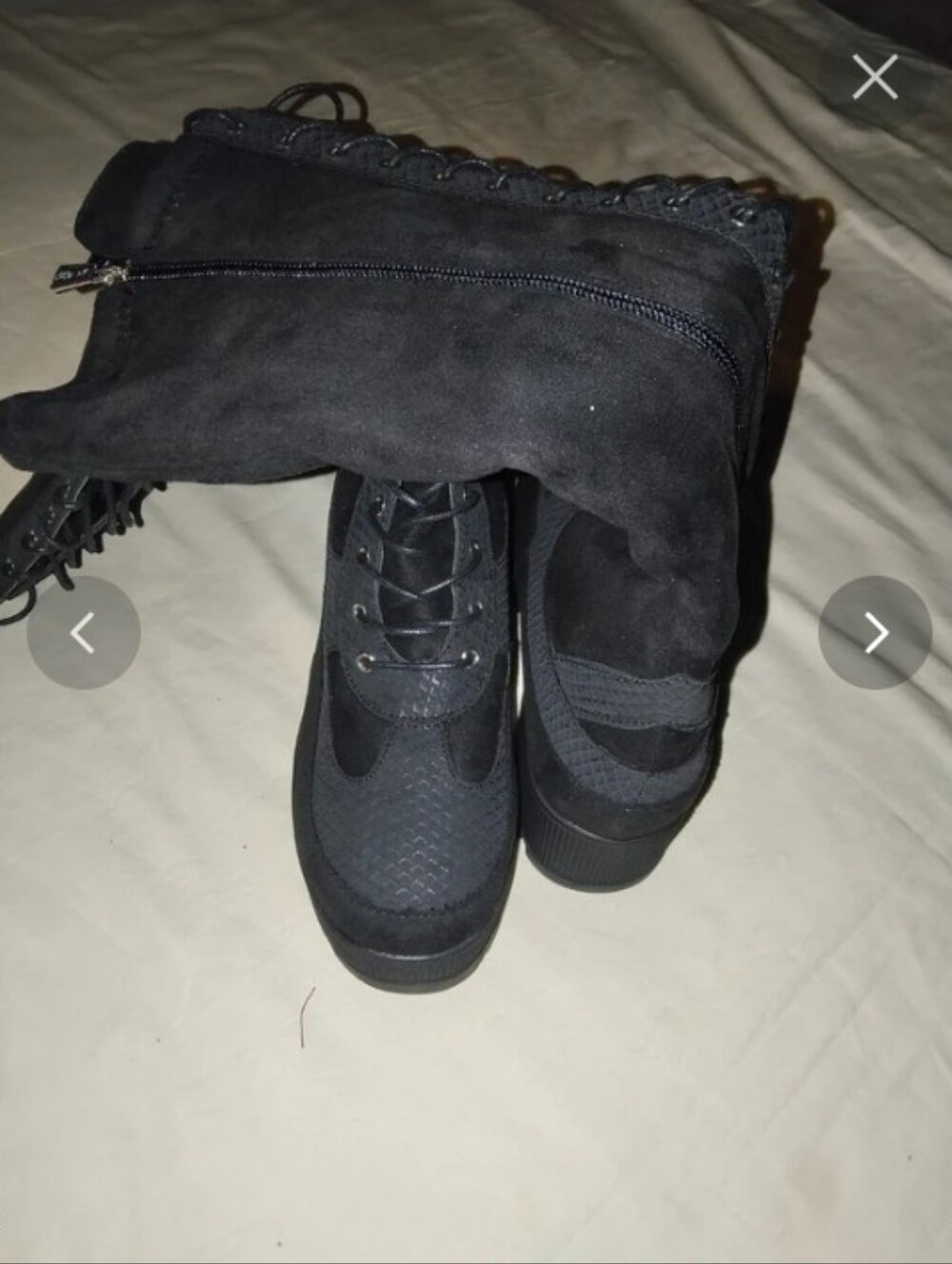 Cape Robbin Black Lace-Up Combat Boots with Lug Sole - Picture 3 of 5